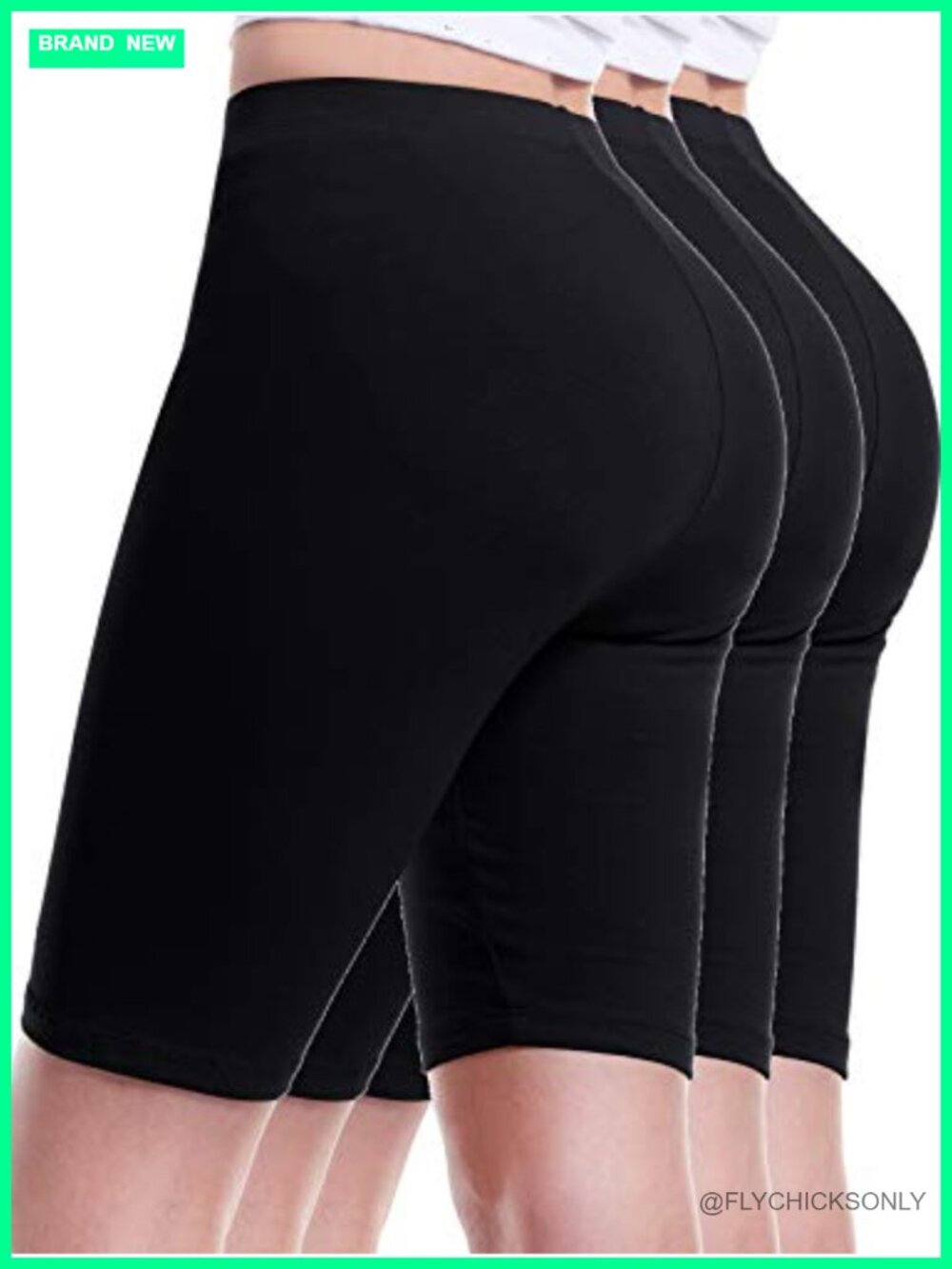 Women's Soft Cotton Stretch High Waisted Biker Yoga Shorts